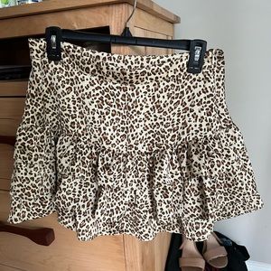 Silk Leopard Print Ruffled Skirt